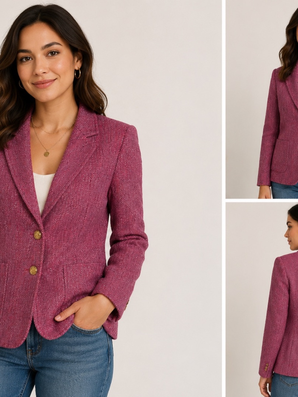 Talbots Pink Plum Tweed Blazer